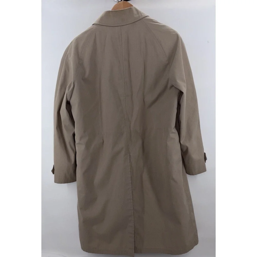 London Fog Maincoats Trench Coat Mens 42R Lined Tan Made in USA Classic VTG
